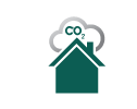 Icon showing CO2 emissions from a home.